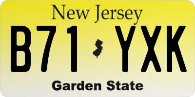 NJ license plate B71YXK