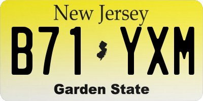 NJ license plate B71YXM