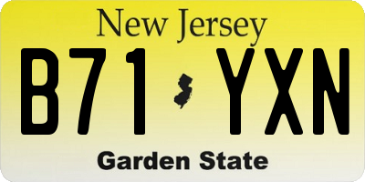 NJ license plate B71YXN