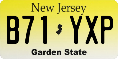 NJ license plate B71YXP