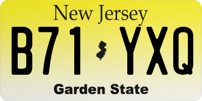 NJ license plate B71YXQ