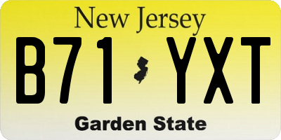 NJ license plate B71YXT