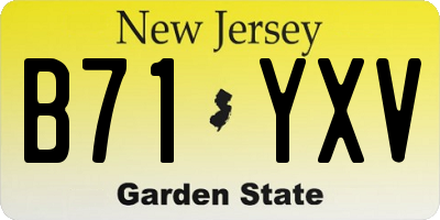 NJ license plate B71YXV