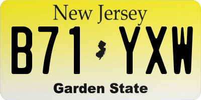 NJ license plate B71YXW