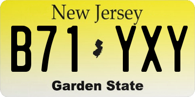 NJ license plate B71YXY