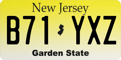 NJ license plate B71YXZ