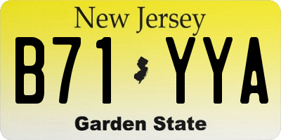 NJ license plate B71YYA