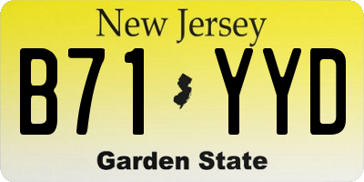 NJ license plate B71YYD