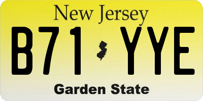 NJ license plate B71YYE