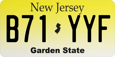 NJ license plate B71YYF