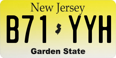 NJ license plate B71YYH