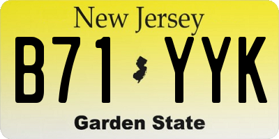 NJ license plate B71YYK