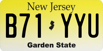 NJ license plate B71YYU