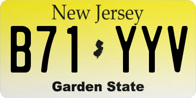 NJ license plate B71YYV