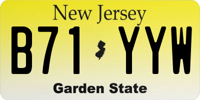 NJ license plate B71YYW