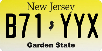 NJ license plate B71YYX