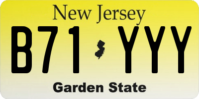 NJ license plate B71YYY