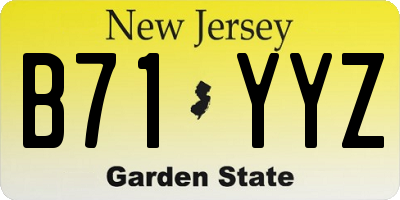 NJ license plate B71YYZ