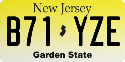 NJ license plate B71YZE