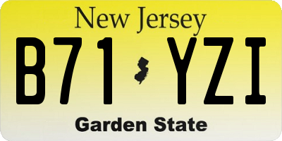 NJ license plate B71YZI
