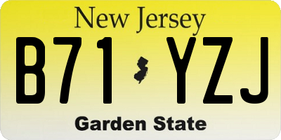 NJ license plate B71YZJ