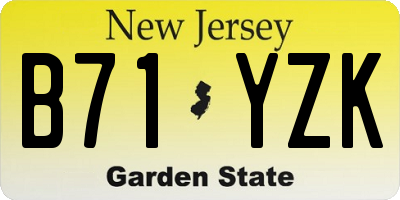 NJ license plate B71YZK