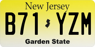 NJ license plate B71YZM