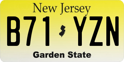 NJ license plate B71YZN