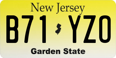 NJ license plate B71YZO