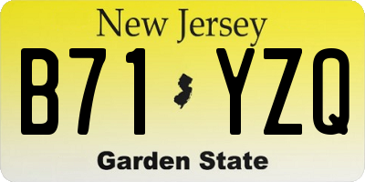 NJ license plate B71YZQ