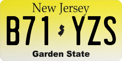 NJ license plate B71YZS