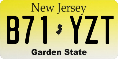 NJ license plate B71YZT