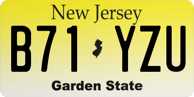 NJ license plate B71YZU