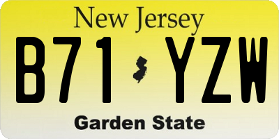 NJ license plate B71YZW