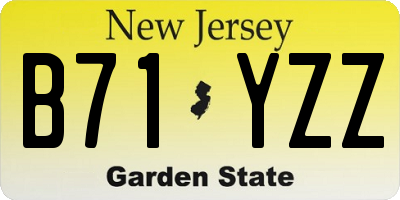 NJ license plate B71YZZ