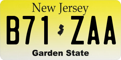 NJ license plate B71ZAA