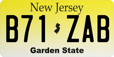 NJ license plate B71ZAB