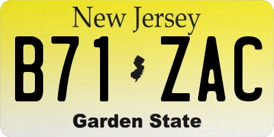 NJ license plate B71ZAC