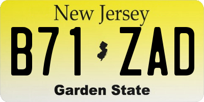 NJ license plate B71ZAD