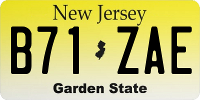 NJ license plate B71ZAE