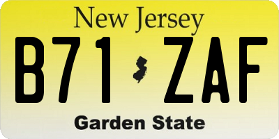 NJ license plate B71ZAF