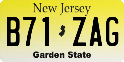 NJ license plate B71ZAG