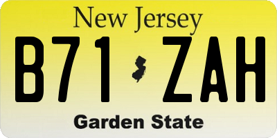 NJ license plate B71ZAH