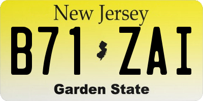 NJ license plate B71ZAI