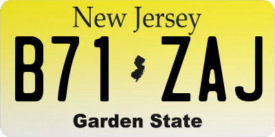 NJ license plate B71ZAJ