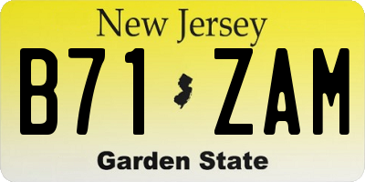 NJ license plate B71ZAM