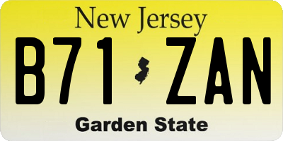 NJ license plate B71ZAN