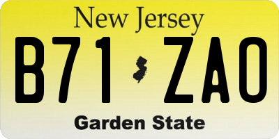 NJ license plate B71ZAO