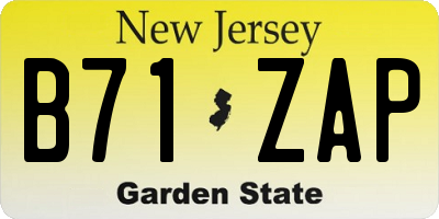 NJ license plate B71ZAP