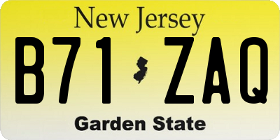 NJ license plate B71ZAQ